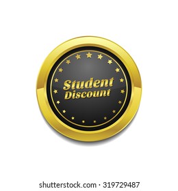 Student Discount Golden Vector Icon Button