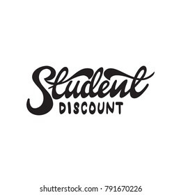 Student Discount Lettering Design. Vector Illustration.