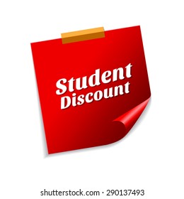 Student Discount Red Sticky Notes Vector Icon Design