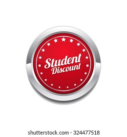 Student Discount Red Vector Icon Button