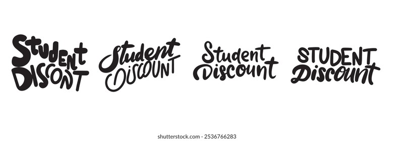 Student Discount text lettering. Hand drawn vector art.