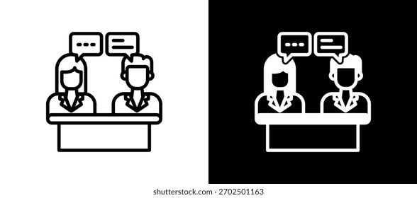 Icono de discusión estudiantil Ilustración vectorial mixta