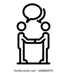 Student discussion icon. Outline student discussion vector icon for web design isolated on white background
