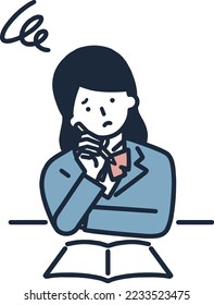 Student in distress Negative Girl Simple Illustration