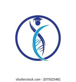 Student DNA vector logo template. Genetic education vector logo design concept.	