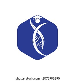 Plantilla de logotipo vectorial del ADN estudiantil. Concepto de diseño del logo del vector de educación genética.	