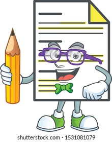 Student document in the cartoon character mascot.