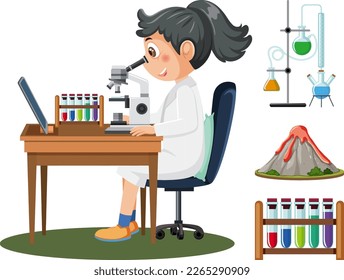 A student doing chemistry experiment illustration