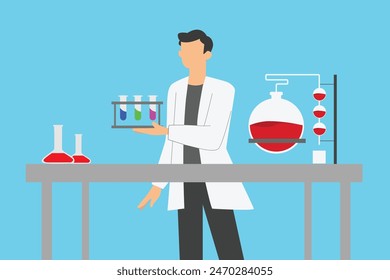 A student doing an experiment in a laboratory