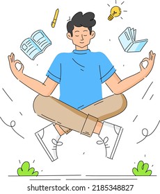 Student doing meditating illustration concept