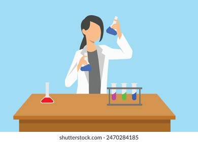 A student doing a science experiment in a laboratory