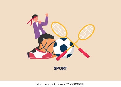 Student doing sports at school. Subjects concept in school and university. Flat vector illustration isolated.