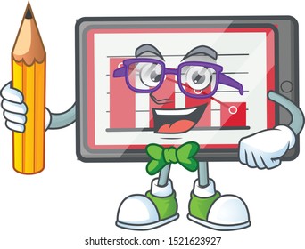 Student down chart horizontal table in cartoon character.