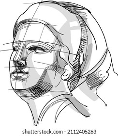 Student drawing of an antique plaster head