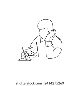 Student drawn in line art style