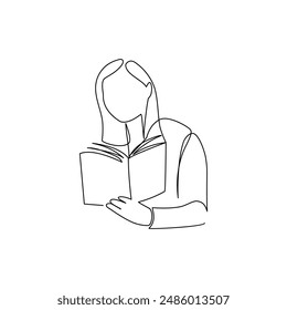 Student drawn in line art style