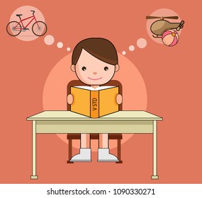 student dreaming while studying