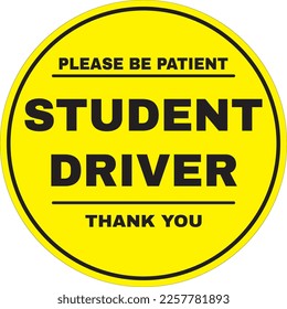 Student driver warning sign vector