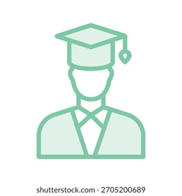 Ícone de linha de duotônico do estudante, vetor, pixel perfect, arquivo ilustrador 