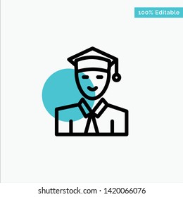 Student, Education, Graduate. Learning turquoise highlight circle point Vector icon.