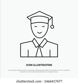 Student, Education, Graduate, Learning Vector Line Icon. Vector Icon Template background