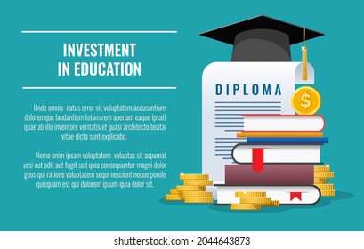 Student Education Investment. College Money Scholarship, Student Financial Saving Plan, Study Loan Costs, School Credit And Debt Knowledge Pay Concept