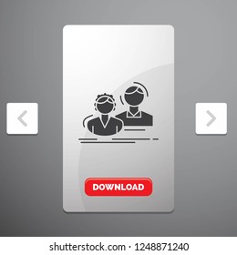 student, employee, group, couple, team Glyph Icon in Carousal Pagination Slider Design & Red Download Button
