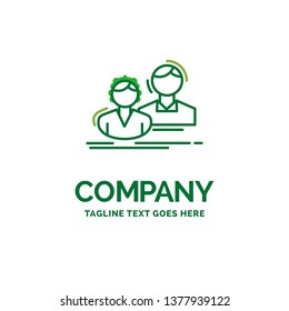 student, employee, group, couple, team Flat Business Logo template. Creative Green Brand Name Design.