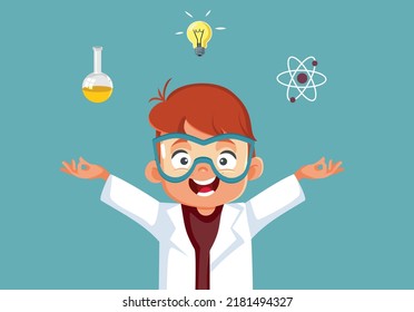
Student Enjoying Science Educational Subjects Vector Cartoon Illustration. Happy student learning more about scientific subjects in elementary school
