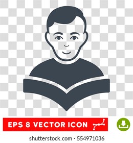 Student EPS vector pictograph. Illustration style is flat iconic smooth blue symbol on chess transparent background.