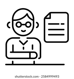 Student exam icon in linear style 