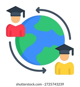 Icono de intercambio de estudiantes Ilustración vectorial de estilo plano