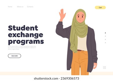 Studentenaustausch-Programm Werbegestaltung Seite Design-Vorlage, Akademie willkommen Neuankömmlinge