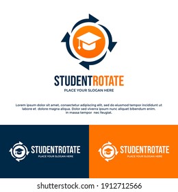 Student exchange or rotate vector logo template. This design use cap symbol. Suitable for education.