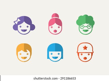 Student Face Line Icon Set