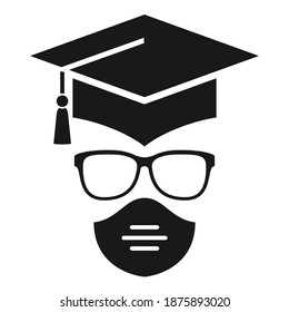 Student face with medical mask, vector illustration