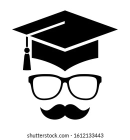 Student face vector icon isolated on white background