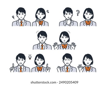 Student Facial Expression Icons Illustration Set Web graphics