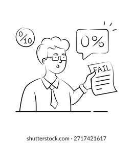Student failing exam and receiving zero marks paper, ready to use trendy illustration