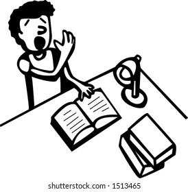 student falling asleep while studying in his room in the night