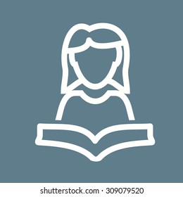Student, female, school icon vector image. Can also be used for professionals. Suitable for web apps, mobile apps and print media.