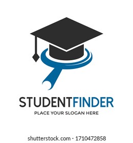 Student finder vector logo template. This design use magnifying glass symbol. Suitable for education.