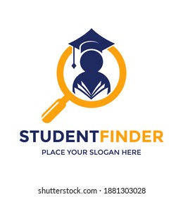 Student finder vector logo template. This design use magnifying glass symbol. Suitable for education.