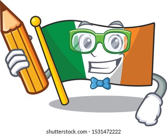 Student flag ireland hoisted above cartoon pole