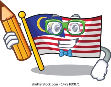 Student flag malaysia cartoon isolated with character