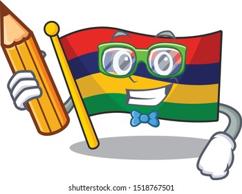 Student flag mauritius hoisted above cartoon pole