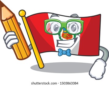 Student flag peru character shaped on cartoon