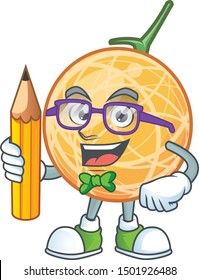 Student fruit cantaloupe cartoon character for food
