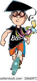 The student, the future boss runs towards life success.