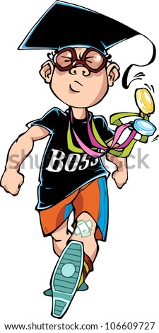 The student, the future boss runs towards life success.